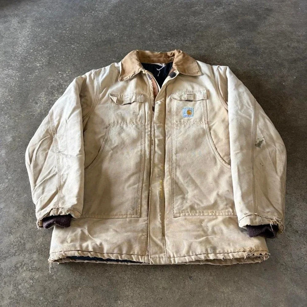 90s carhartt tan detroit style barn jacket